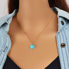 Bohemian Jewelry Gold Chain Round Turquoise Pendant Necklace Ethnic Accessories