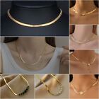 925 Silver Gold Women Flat Snake Bone Chain Necklace Gift Cubic Zirconia Jewelry