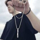 Stainless Steel Punk Men Simple Pendant Necklace Long Chain Women Jewelry Gift